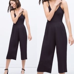 ZARA NAVY BLUE WIDE LEG JUMPSUIT